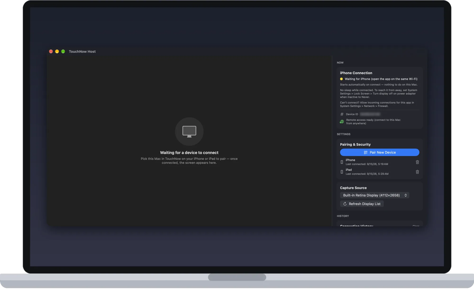 TouchNow Host on Mac